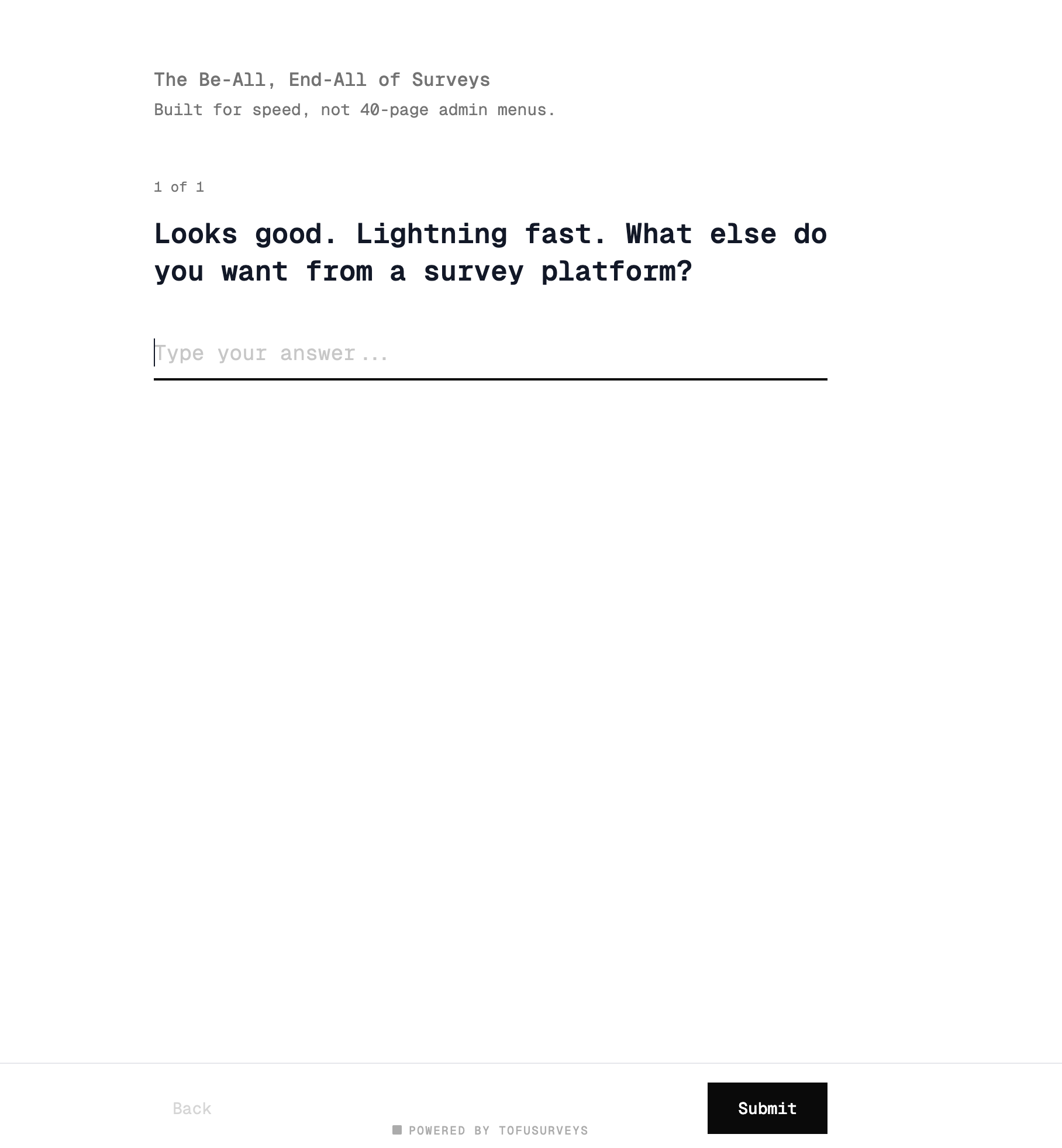 Survey question presentation preview